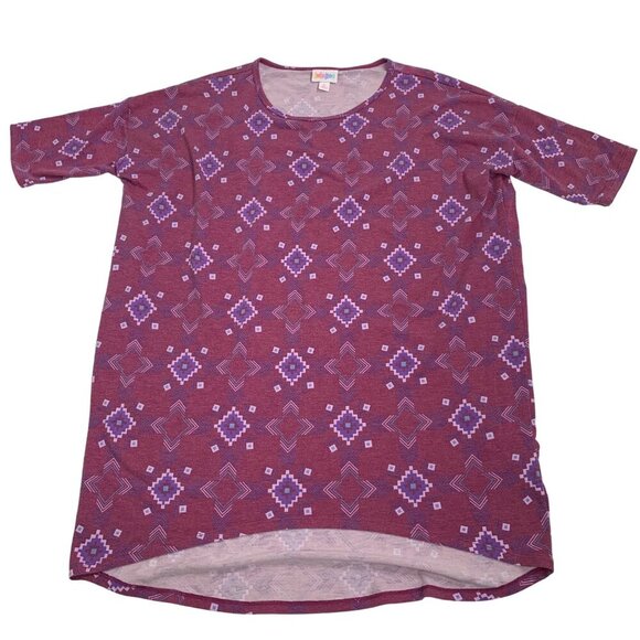 LuLaRoe S Women's Geometric Patterned High-Low Hem Irma Tunic Top Pink - Picture 1 of 6